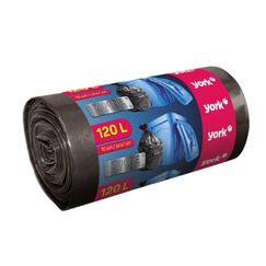 York Müllsäcke 120 L Müllbeutel 10 Stück Mülltüten Abfallsäcke Schwerlast Extra Stark Stabil Schwarz