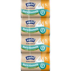 Swirl Reißfest & Dicht Bad & Kosmetik Tragegriff Müllbeutel 5 l (4 x 40 Beutel), tropfsichere Kosmetik-Müllsäcke, reißfeste Mülltüten mit praktischem Tragegriff