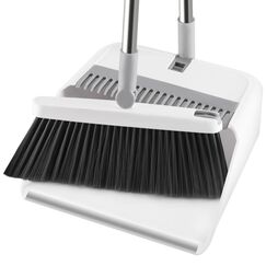 Mitclear Besen und Kehrschaufelset Set mit Langem Griff, 180° drehbare Kehrbesen Kehrmaschine und Haushalt Kehrschaufel Combo mit Aluminiumlegierung-lippe für die Reinigung von Haus, Büro, Lobby