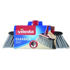 Vileda 2-in-1 Zimmer-Besen Classica - Ersatzkopf für Besen mit Stiel ideal für die Aufnahme von Staub und Haaren, Grau