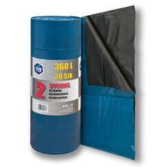 PAM-FOLIE Extra Starke Müllsäcke 360L - 20 Stück - Große, Dicke Abfallsäcke - 120x135cm - Doppelschicht - schwarzer, blauer Müllbeutel - Bauschuttsäcke - Bauschuttsäcke, universal