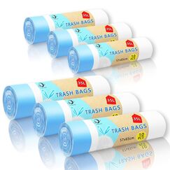 Xcdhemde 60 Stück Müllbeutel 35L - 57 x 65 cm，Mülltüten 35l mit praktischem Zugband, Reißfeste Müllsäcke, Wasserdichte Abfallsäcke für Zuhause oder Büro (Weiß)