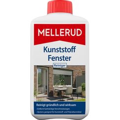 MELLERUD Kunststoff Fenster Reiniger | 1 x 1 l | Reiniger gegen hartnäckige Verschmutzungen an Fensterrahmen, Rollläden, Jalousien, Kunststoff- und Polyrattanmöbel