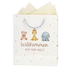 MEJOSER Geschenktüten Geschenke zur Geburt Geschenktasche mit Henkel Willkommen auf der Welt Junge Mädchen Babyparty Baby Shower Papiertüten mit Griff Verpackung mit Seidenpapier