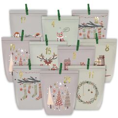 KOHMUI Adventskalender zum Befüllen, 24 Weihnachtskalender Papiertüten zum Selber Basteln, DIY Geschenktüten Kalender zum selber basteln, Kraftpapiertüten Advents Tüten Selbstbefüllen