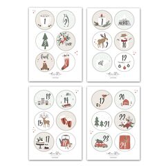 Him & I® - 24 Adventskalender Zahlen Sticker für Weihnachtskalender - Aufkleber für Advents-Kalender (rund/matt / 40mm) - Nummern für Papiertüten - perfekt für DIY Adventskalender basteln & befüllen