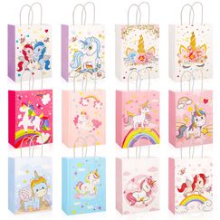 Xinstroe 12 Stück Papiertüten Kinder Geschenktüten Partytüten Einhorn Papiertüten Papier Tüten zum Verpacken von Geschenken, Giveaways, Kindergeburtstag, Hochzeit, Party, Einhorn Rosa