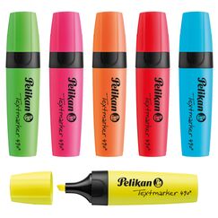 Pelikan Textmarker 490, 6 Neon-Farben, 6 Stück, mit Keilspitze
