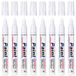 Permanent Marker Wasserfester Stift, 8 Weiß Wasserfeste Paint Marker Schnell Trocknender Wasserfeste Permanentmarker zum Steine Bemalen für Karton, Glass Holz, Metall, Keramik Tassen,Lackmarker