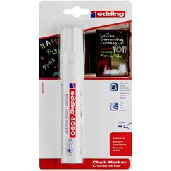 edding 4090 Kreidemarker - weiß - 1 Kreidestift - Keilspitze 4-15 mm - breiter Kreidestift für Tafel abwischbar - zum Beschriften von Fenster, Glas, Spiegel - Tafelstift mit deckenden Farben