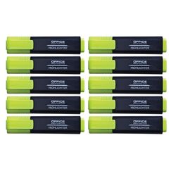 OFFICER PRODUCTS PRODUCTS Textmarker Leuchtend 10er Pack Farbe: Gelb/Highlighter Textliner Die Ungiftige Tinte, Keilspitze Leuchtfarben Hohe Qualität/Strichstärke 1-5mm, 17055211-06