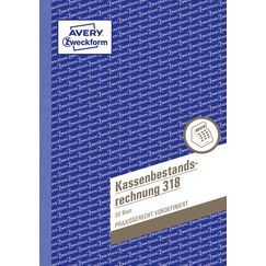 AVERY Zweckform 318 Kassenbestandsrechnung (A5, 50 Blatt, Ermittlung der Tageseinnahmen & Kassenbestand, von Rechtsexperten geprüft, für DE/AT, zur ordnungsgemäßen Buchführung) weiß