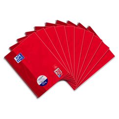 Oxford Collegeblock A4 kariert, mit Doppelrand, 80 Blatt, rot, 10 Stück