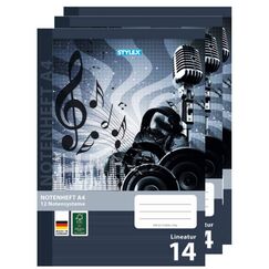 3 Notenhefte DIN A4 Schulheft Lineatur 14