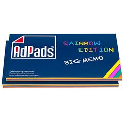 AdPads® elektrostatisch selbstklebende Haftnotiz-Moderationskarten, Rainbow Edition Big Memo | 170 x 100mm, 200 Blatt, Bunt | Mixed Static Sticky Notes
