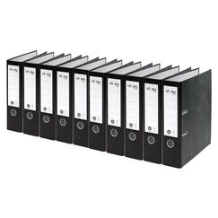 VON Leitz Ordner A4, 10er Pack, 100 % Recyclingpapier, 80 mm Rückenbreite, Für 600 Blatt, Blauer Engel & FSC-zertifiziert, Für Schule, Studium & Zuhause, Schwarz, 10530095