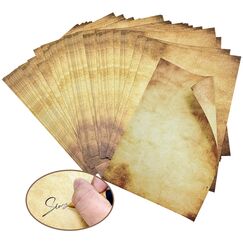 Xpieoyrm 50 Blatt Blätter Retro Briefpapier, A4 Beidseitig Bedruckbar Briefpapier Vintage Papier, Briefpapier Schreibpapier, Druckpapier für Einladungen, Basteln, Briefschreiben und Papier Schatzkarte