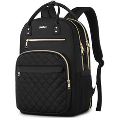 Schwarz Rucksack Damen,Schulrucksack Frauen Schultasche Mädchen Teenager Tagesrucksack mit USB und Laptopfach für Schule Universität Büro Arbeit Stadt,Geschenke für Muttertag Geburtstag Valentinstag