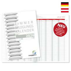 Zimmerbelegungskalender 2026 Zimmerbelegungsplan Belegungskalender 2026 Ferienwohnung Belegungsplan für Vermieter Hotels und Pensionen mit Ferienterminen Deutschland und Österreich in Rot