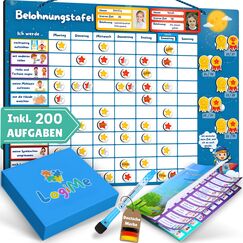 ????????????????????????® Belohnungstafel für Kinder [200 AUFGABEN] - XL Aufgabenplaner magnetisch - Montessori Belohnungssystem - Wochenplaner ab 3 4 5 6 7 8 Jahre - Sternchenplan ADHS Magnettafel (Astronaut)