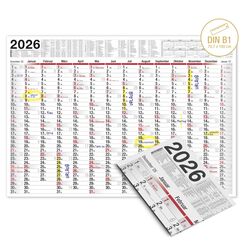 TOBJA Wandkalender 2026 groß mit Feiertagen und Ferien DE, AT | Jahresplaner 2026 Wandkalender 100x70 cm | XXL Wandkalender gefalzt | Hochwertiger Kalender [1 Stück gefalzt]