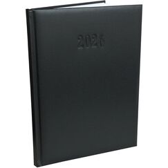 Chefplaner 2026 fast A4 Lederoptik Hardcover Terminbuch 2026 Buchkalender Terminplaner 2026 Chefkalender mit Wochenübersicht, Business Planer 2026 Kalenderbuch (Schwarz)