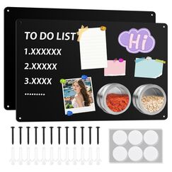 ALANGDUO 2 Stück Magnettafel Schwarz, 42 X 30cm Magnettafel Magnetboard, Magnetwand Magnetische Kreidetafel zum Präsentieren von Notizen, Fotos, Gewürzgläsern, für Wohnung Büro Küche