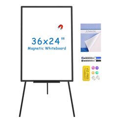 VIZ-PRO Magnetische Whiteboard-Staffelei Schwarz, 90 x 60 cm, Tragbares Trockenabwischbares Board, Höhenverstellbar für Schule, Büro und Zuhause