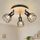Kimjo Led Deckenstrahler 3 Flammig Rund Holz Schwenkbar - Deckenlampe Strahler Deckenleuchte E14 3 Flammig Schwarz - Spotleuchte Wand Küche Lampe Wohnzimmer Deckenspot Schlafzimmer Nein Leuchtmittel, Größe: 3 Flammig, Farbe: Holz