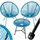 tectake® Set 2X Stuhl 1x Beistelltisch Acapulco, Gartenstuhl, Gartenstühle im Retro Design, Indoor und Outdoor Sessel für Garten, Wintergarten, als Terrassenstühle oder Balkon Sessel - blau, Farbe: Blau | Nr. 404414