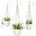 Mkouo 3er Set Makramee Blumenampel Pflanzenhänger Innen Pflanzkorb Hängender Blumentopfhalter Baumwollseil mit Perlen ohne Quasten, 73cm/89cm/109cm, Weiss, Größe: L, Farbe: Weiß