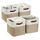 DECOMOMO faltbare Aufbewahrungskorb | robuster Stoffkorb mit Griffen für die Organisation von Regal, Kinderzimmer, Spielzeug, Schrank (Beige und Weiss, Würfel 28cm - 4er Pack), Größe: Würfel 28cm - 4er Pack, Farbe: Beige und Weiß