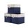 DECOMOMO faltbare Aufbewahrungskorb | robuster Stoffkorb mit Griffen für die Organisation von Regal, Kinderzimmer, Spielzeug, Schran ( Marineblau und Weiss, 33cm - 3er Pack), Größe: 3P - 33cm, Farbe: Marineblau und Weiß