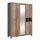 FORTE CLIF Schrank 150 160, Kleiderschrank mit Spiegel Industrial Vintage Schlafzimmerschrank 4-türig Holzdekor: Old – Wood Vintage / Betonoptik Dunkelgrau, 156 cm breit x 205 cm hoch x 52 cm tief, Stil: Kleiderschrank mit 3 Türen, 1 Spiegeltür, Größe: 156.4 x 204.7 x 52.3 cm, Mustername:: Single, Farbe: Old – Wood Vintage/ Betonoptik Dunkelgrau