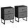 VASAGLE Nachttisch, 2er Set, Beistelltisch mit Stauraum, 2 herausnehmbare Schubladen, Nachtschrank für Schlafzimmer, Wohnzimmer, ebenholzschwarz-schiefergrau LGS229B56, 30 x 40 x 55 cm (T x B x H), Stil: 2er-Pack, Größe: 30 x 40 x 55 cm (T x B x H), Farbe: Ebenholzschwarz-schiefergrau