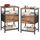 LAKEMID Nachtschrank 2er Set,Nachttisch mit Schubladen,Nachtkommode für Schlafzimmer,Schlichter Beistelltisch,Vintage Braun, Farbe: 3-stufige Schublade, 2er-set, Led, Rustikales Braun