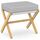 BAMBOOHOMIE Makeup Eitelkeit Hocker, Faltbarer Fusshocker mit Bambus X Beinen, Ottoman Fussstütze Stuhl für Vanity, Moderne Fusshocker klein gepolstert für Wohnzimmer (Natürlich - Grau), Farbe: Natürlich - Grau