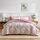 Uozzi Bedding Bed in a Bag 6-teiliges Bettwäsche-Set für Doppelbett, rosa und grüne Blätter, Blumendruck, weiche Mikrofaser, wendbar, 1 Bettlaken, Spannbetttuch, Kopfkissenbezug, Kopfkissenbezüge, Set, Größe: Twin-6 Pieces, Farbe: Blumen