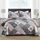 HoneiLife Steppdecken-Set in King-Size, 3-teilig, Mikrofaser, wendbar, Patchwork-Bezüge, Blumen-Bettwäsche-Set, Ganzjahresdecke, grau, mit Rosen, Größe: King-106"x96", Farbe: Grau