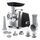 Bosch Fleischwolf ProPower MFW67440, elektrisch, Wurstaufsatz, 3 Edelstahl Loch-Scheiben (3, 4,8 +8mm), Stopfer, Kebbe-Aufsatz, Durchlaufschnitzler, 2000 W Blockierleistung, 700 W, schwarz / silber, Farbe: Schwarz, Silber