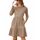 Zeagoo Damen Kleider Langarm Rundhals Herbstkleid mit Taschen Elegant Knielang Kleid Winter Frühling, Größe: L, Farbe: Khaki