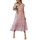 Awemeal Kleid Damen Sommer Elegant V-Ausschnitt Kurzarm Lang Sommerkleid Boho Blumenkleid mit Gürtel Rüschen Saum Wickelkleid Strandkleid A Linie Fliessend Maxikleid, Größe: M, Farbe: Blume Rosa
