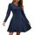 AUSELILY Strickkleid Damen Herbst Leichte A Linie Herbstkleid Langarm Kleider V Ausschnitt Winterkleid Elegant Pulloverkleid, Größe: S, Farbe: Marineblau