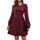 Hotouch Strickkleid Damen Winterkleid Langarm Kleid A Linie Rundhals Winter Kleider Knielang Herbstkleid mit Taschen, Größe: XL, Farbe: Dunkelrot