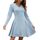 AUSELILY Strickkleid Damen Herbst Leichte A Linie Herbstkleid Langarm Kleider V Ausschnitt Winterkleid Elegant Pulloverkleid, Größe: L, Farbe: Himmelblau
