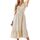 BebreezChic Sommerkleid Damen Lang Boho Elegant Kurzarm V-Ausschnitt Hohe Taille Swiss Dot Gerafft Blumen Strandkleid Maxikleid, Größe: S, Farbe: Beige