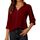 Damen Button-Down Shirts Langarm Kragen Tops Lady Work Office Chiffon Bluse, Größe: S, Farbe: Weinrot