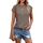 Cuptacc Tshirt Damen Tops Sommer Rundhals Oberteile Damen Elegant Basic Bluse Kurzarm Tank Top Business Outfit, Größe: L, Farbe: Coffeegrey