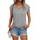 Suncife Damen-T-Shirt, Sommer, lockere Passform, Flügelärmel, V-Ausschnitt, T-Shirt, Größe: M, Farbe: Grau