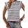 ZEAGOO Top Damen Basic Tanktop Ärmellose T Shirt Sommer Cap Ärmel Top Locker Blusentop Rundhals Oberteile Einfarbig Weste, Größe: L, Farbe: Gestreift Weiß